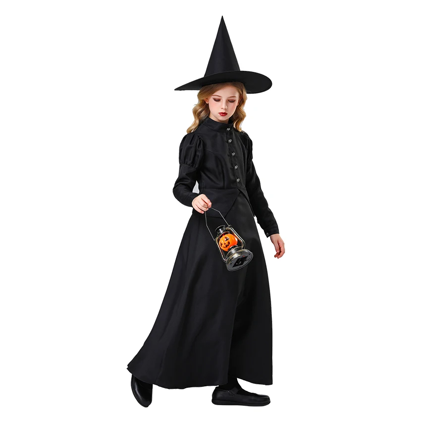 

Witch Costume Girl Dress Medieval Ghost Cosplay Halloween Costume for Kids Carnival Festival Witch Masquerade Fancy Party Robe