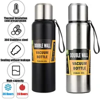 800/1000/1500ml Large Capacity All Steel Stainless Steel Thermos Vacuum Flask Portable Insulated Tumbler with Rope Thermo Bottle 1