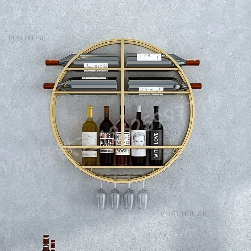 Luxury Bar Wine Display Rack Cabinets Wall Mounted Rack Iron Cabinet Kitchen Hanging Organizer Weinregal Household Products