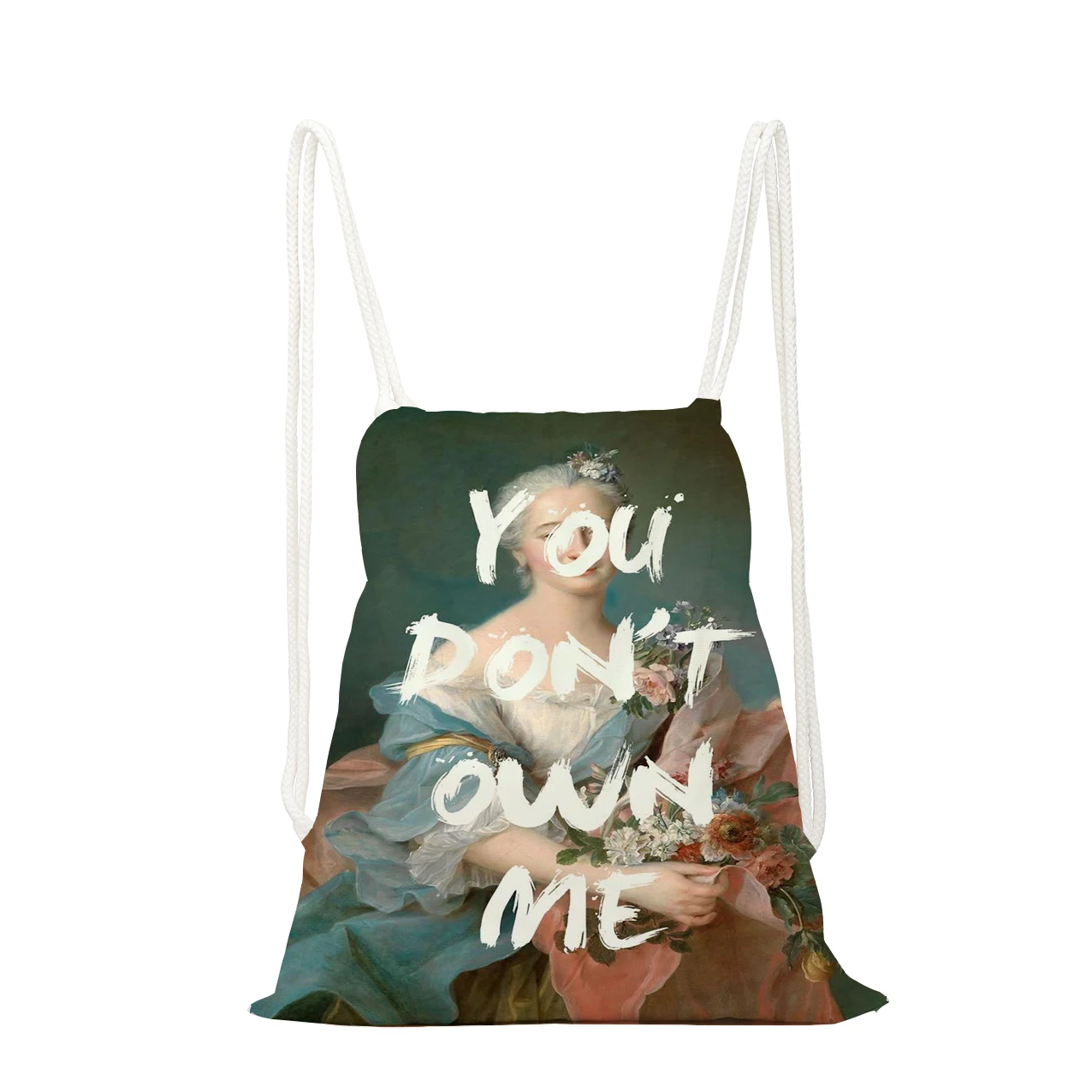 

Oil painting printing backpack fashion animal drawstring bag large capacity shoe bag school environmental protection storage bag