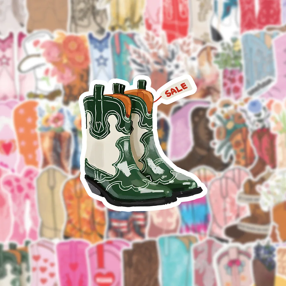 Cartoon Cowboy and Cowgirl Shoe Stickers Set - Fun DIY Decorative Decals