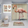 Home shower curtains bathroom Decora waterproof fabric non-slip bath mat water absorption curtain Modern aminal flamingos 2