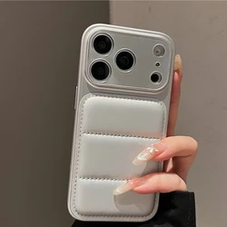Luxury Down Jacket Phone Case with Shockproof Dual - Layer Armor and Large Window Cover - iPhone 18 Pro Max (Silver)