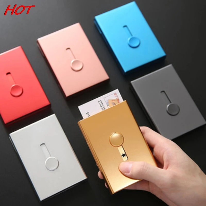 

1PC Business Card Holder Bank Card Membership Card Metal Ultra-Thin Business Card Organizer Metal Frosted Push Type Card Case
