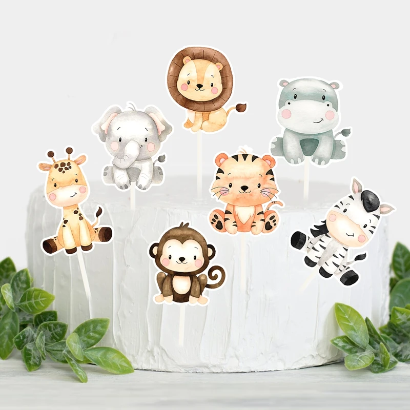 Dschungeltier Alles Gute zum Geburtstag Kuchendeckel Geburtstagstorte Dekorationen für Tierthema Dschungel Geburtstag Babyparty Partyzubehör – Detail 15