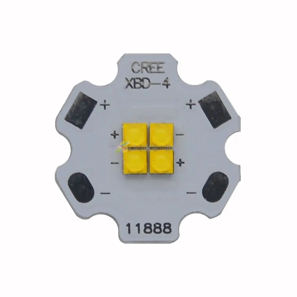 XBD 4 칩 LED 4 개, XB-D 12V 레드 블루 그린 쿨 화이트 웜 화이트 뉴트럴 화이트 12W 고출력 LED 이미터, 20mm 스타 PCB, 5 개