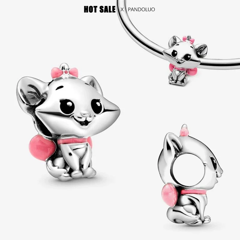 

PotdemieDisney The Aristocats Marie Charm Bead Fits PandoraBracelet Women 925 Silver Pendant Beads DIY Jewelry Hot Sale Gift