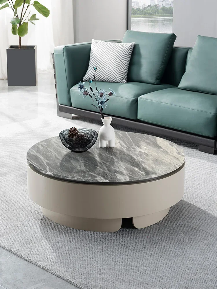 

Italian Minimalist Sofa round Coffee Table Modern Minimalist Marble Top Combined Tea Table