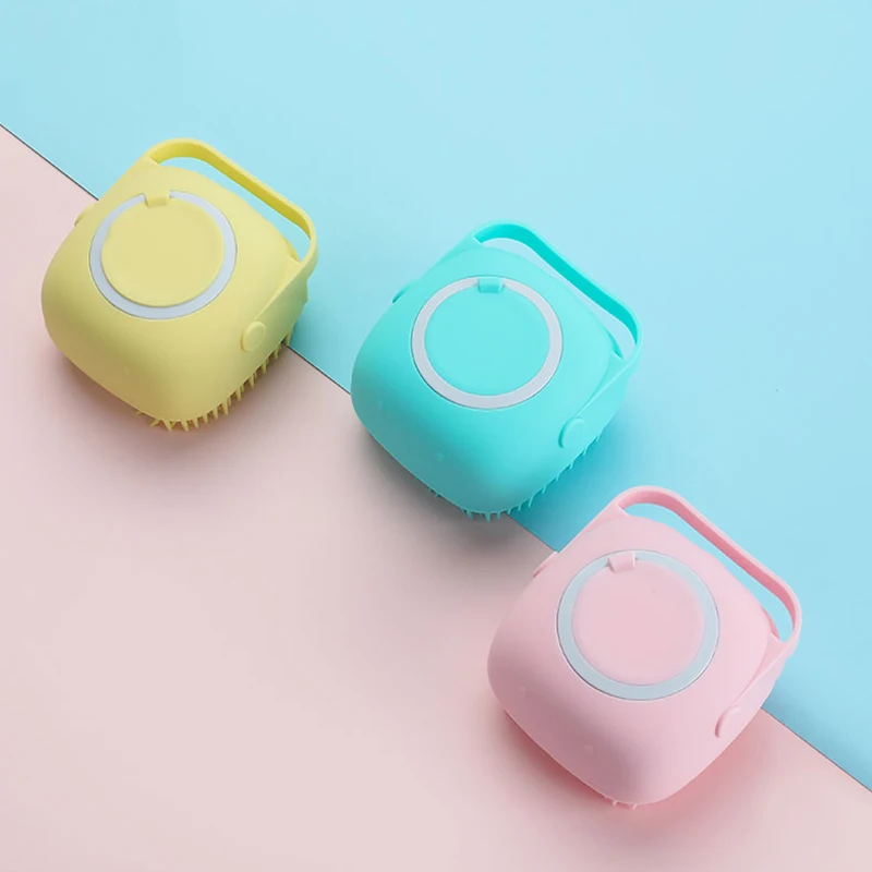 Silicone Pet Bath Brush with Liquid Dispenser – Soft Massage & Grooming Tool for Cats & Dogs