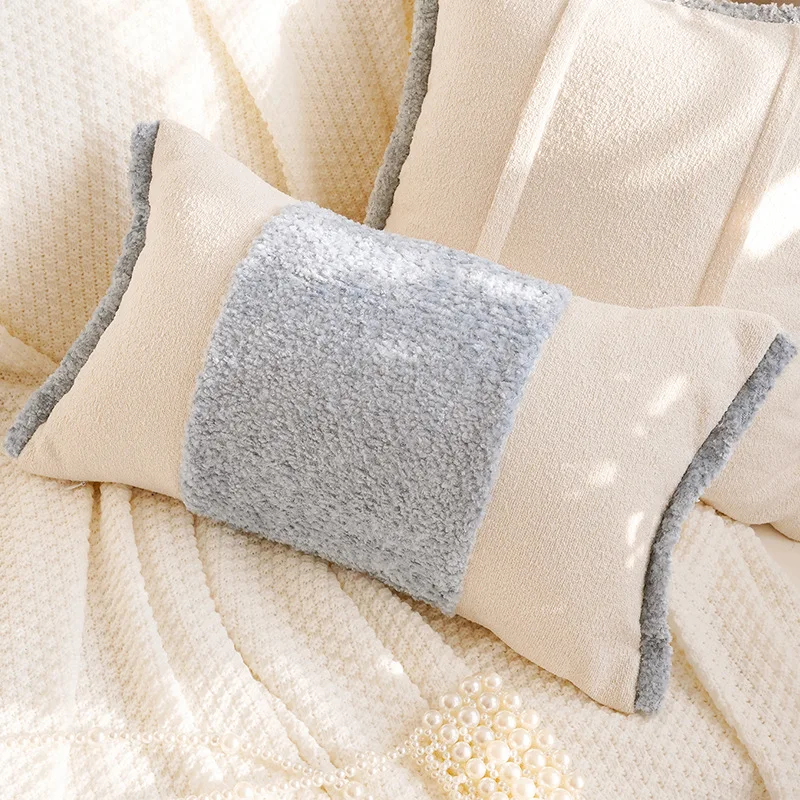 Bestickte Blumen-Kissenbezüge, bunte Blumen, Plüschfell, Baumwolle, dekorative Kissenhüllen für Sofa, Schlafzimmer, Heimdekoration – Detail 14