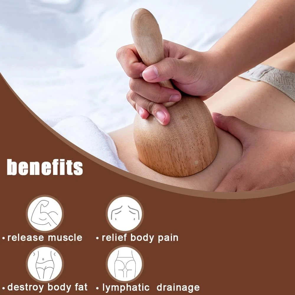 Wooden Swedish Massage Cup Manual Anti Cellulite Suction Cup Wood Therapy Lymphatic Drainage Maderotherapy Body Sculpting Tool massage tool vacuum cupping sets cellulite massager roller