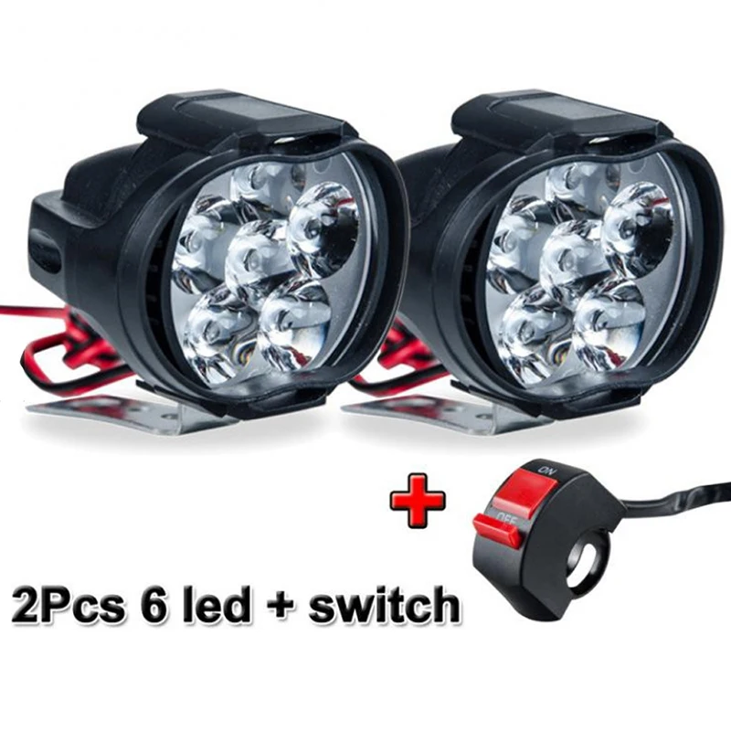 Motorfietskoplampen 2 Stuks 6 LED Extra Koplamp Motorfiets