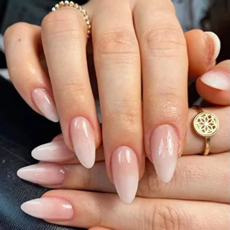 Description Picture 4 of item24PCS Press on Nails Short Almond Medium Fake False Nails With Glue Acrylic Nail Art Nails for Women Girls Almond Nude Gradient