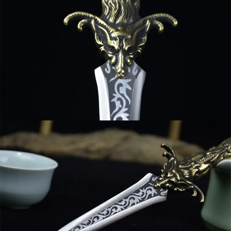 Pure Copper Dragon Horn Tea Needle Tea Knife Chinese Accessories Folding Prying Cake Brewing Tools Kung Fu Set