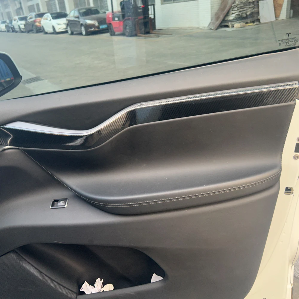 테슬라 모델 X S 2012-2020용 카본 파이버 자동차 필름 인테리어 스티커 센터 콘솔 기어 대시보드 에어 도어 핸들 리프트 패널