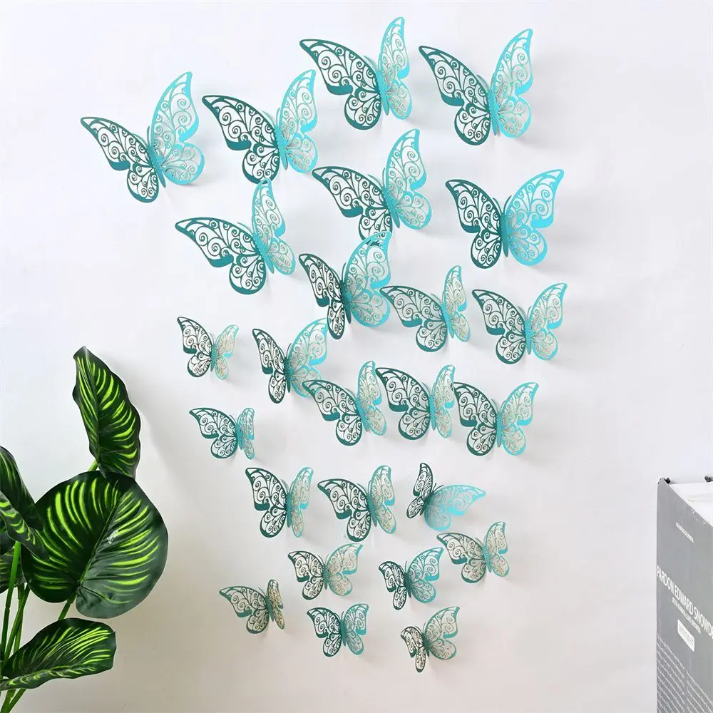 12PCS 3D Butterfly Wall Decals Stickers Hollow Butterflies Decal Butterflies Wall Art Decor For Wedding Party Home Decor