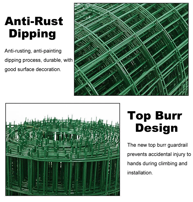 Green Wire Mesh Roll Green PVC Coated, 7.5cm x10cm Hole, 2mm Wire Thickness, for Window Guards Vegetable Crop Protection