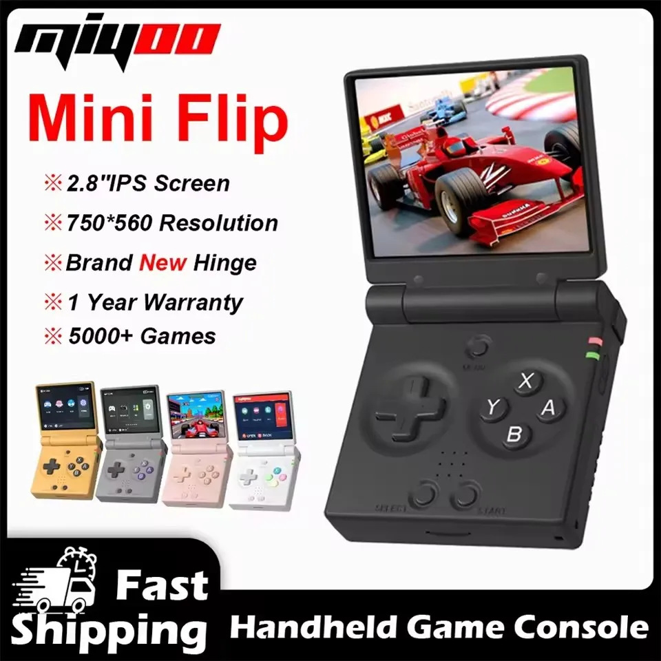 MIYOO Mini Flip Retro Handheld Spielkonsole 2,8''IPS Bildschirm Klassische Tragbare Videospielkonsolen Simulator Retroid Spieler Geschenk
