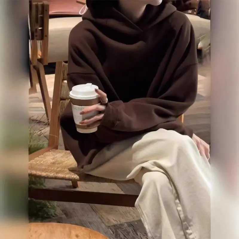 Modisches, langärmliges Sweatshirt mit Kapuze für Damen, 2025, Herbst, neues modisches, faules, lockeres kurzes Oberteil – Detail 5