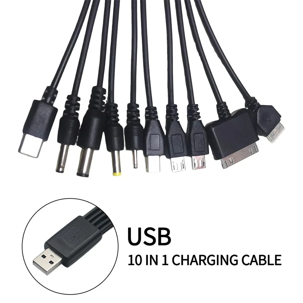 10 in 1 USB to Multi Plug Universal Phone Charging Cable Multi Head Charger Cable for Samsung Xiaomi Huawei Google OPPO Vivo