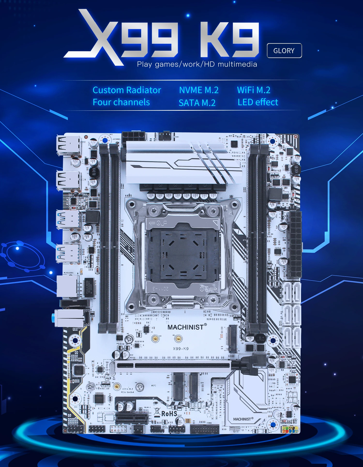 Материнская плата MACHINIST X99 K9 X99 LGA 2011-3 четырехканальный чип ...