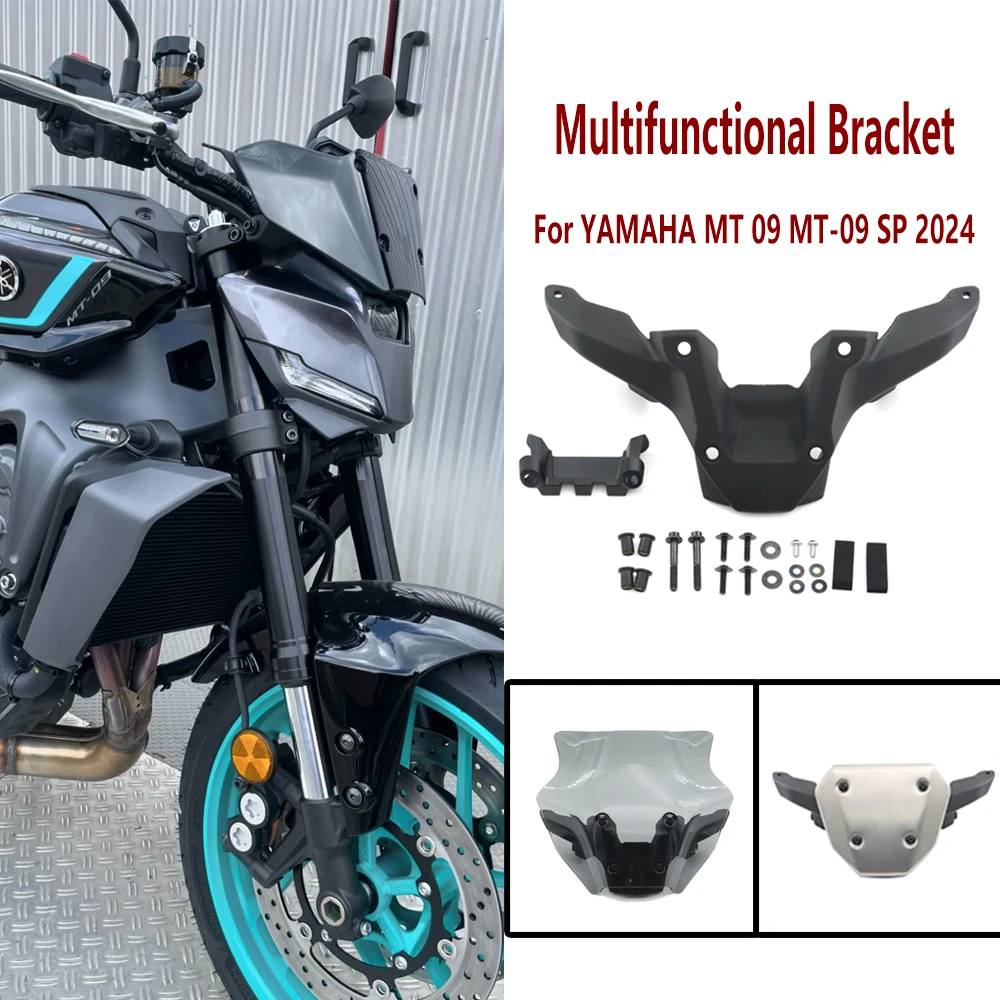 

NEW Motorcycle Accessories Black Windshield Support Polyvalent Front Windshield Wind Deflector For YAMAHA MT 09 MT-09 SP 2024