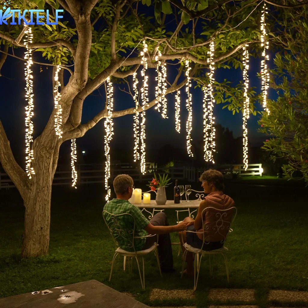 thumbnail image 1 of Guirnalda de luces LED navideñas, guirnalda de luces LED Racimos, guirnalda de luces para patio, fiesta, boda, fiesta, jardín, cortina, decoración de árboles, 1 of 4