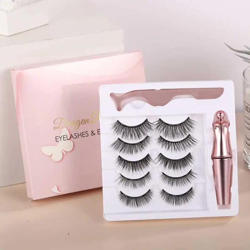 

Natural False Eyelashes Magnetic Eyeliner Set3D Magnet Natural Long Thick Eyelash Extension Tools With Tweezer TSLM1