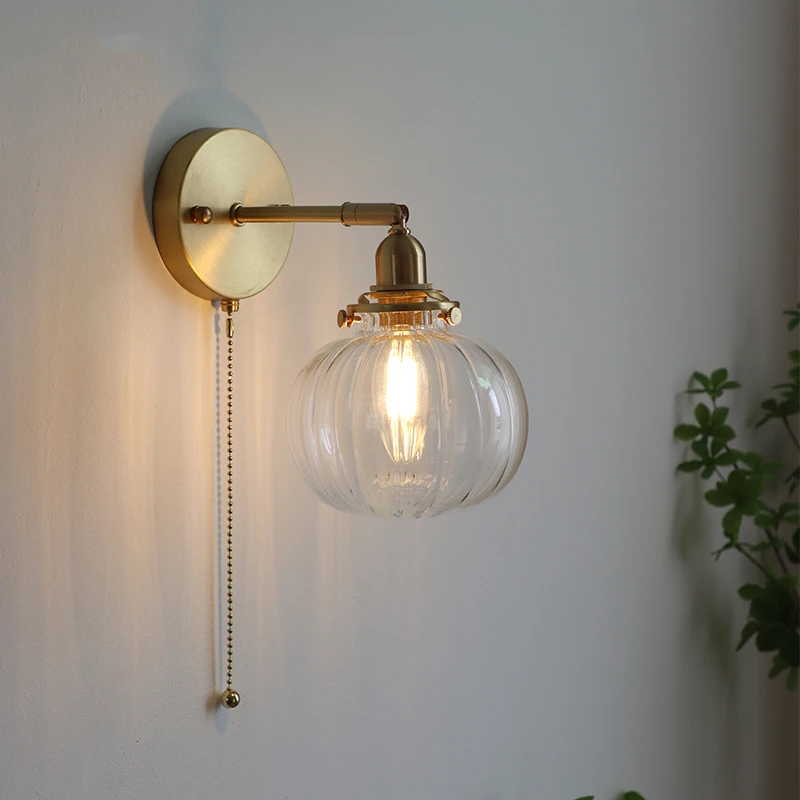 IWHD Pull Chain Nordic Modern Wall Lamp Sconce Beside Bedroom Bathroom Mirror Stair Light Glass Ball Wandlamp Luminaira Lighting led wall lamp wall sconces light wall lamp