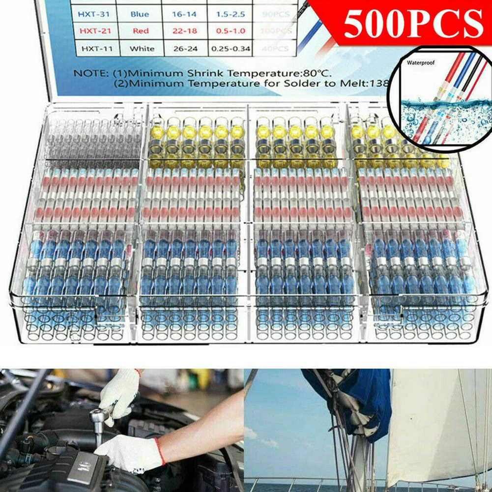 

Solder Seal Sleeve Simple Step Wiring with Color Coded Connecting Pipes 500 Electric Butt Wire Terminal Connectors