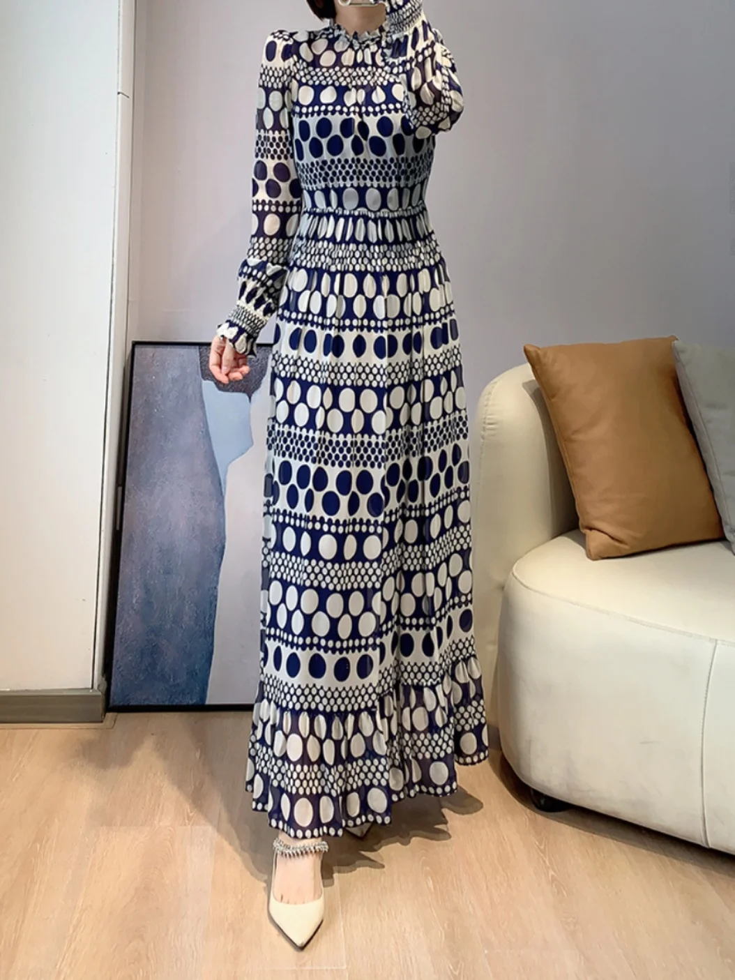 

Elegant Fashion Spot Printed Sleeves 2 PCS Maxi Dress UK 6-UK 16