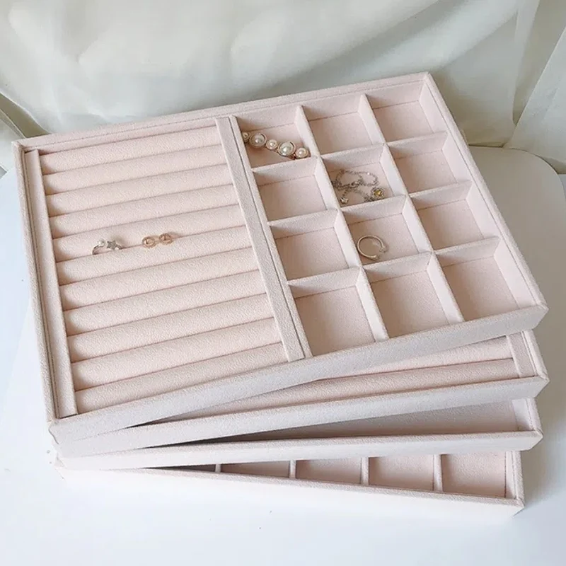 Soft Velvet Stackable Jewelry Tray Case Jewelry Display Storage Box Portable Ring Earrings Necklace Organizer Box Jewelry Holder