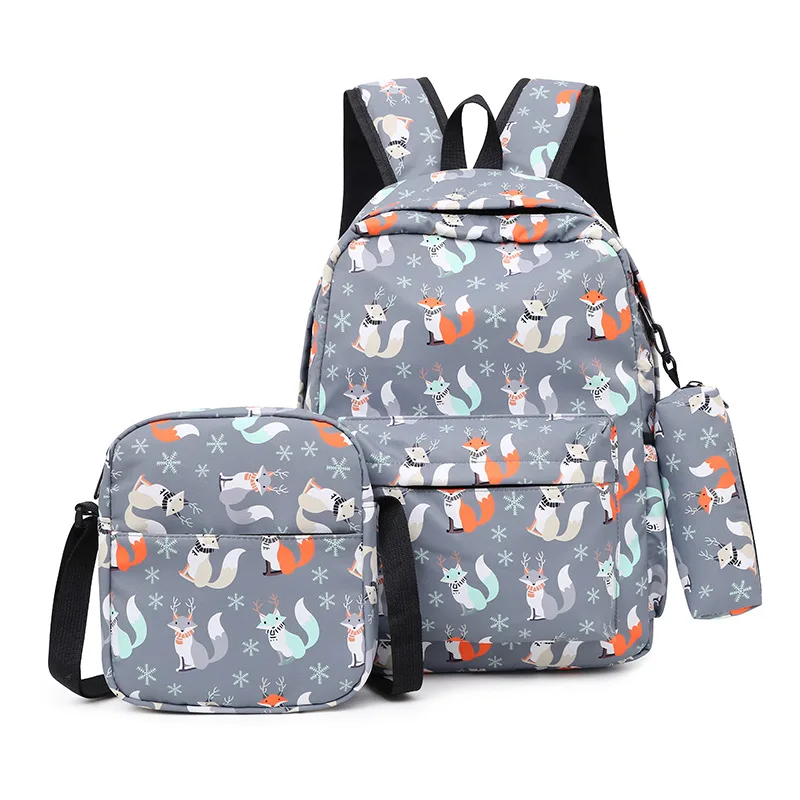 3 Piece Set New Girls Boys Unicorn Leisure Large Backpack Female Student School Shoulder Bags Pen Bag Children Animal Backpacks