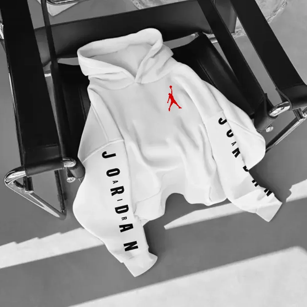 Men Women Hoodies Oversized Letter Basketball Print Loose Pullover Casual Sports Sweater