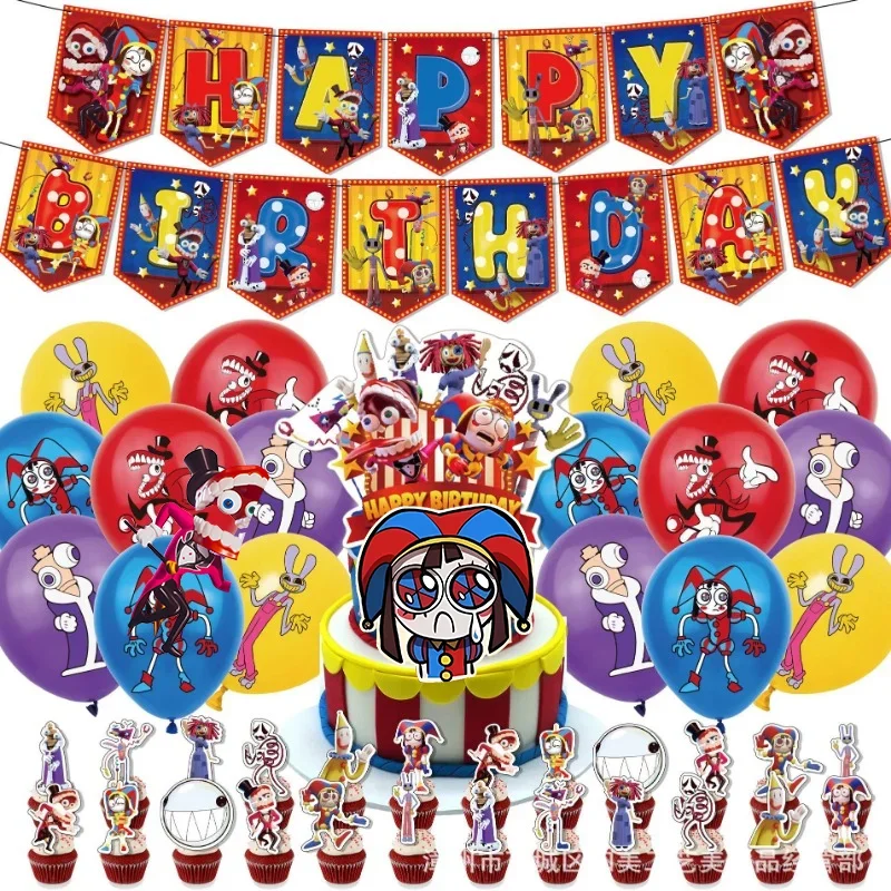 The Amazing Digital Circus Birthday Party Decoration Baby Shower Stoviglie Forniture Sfondo Balloon Cake Toppers Sfondo