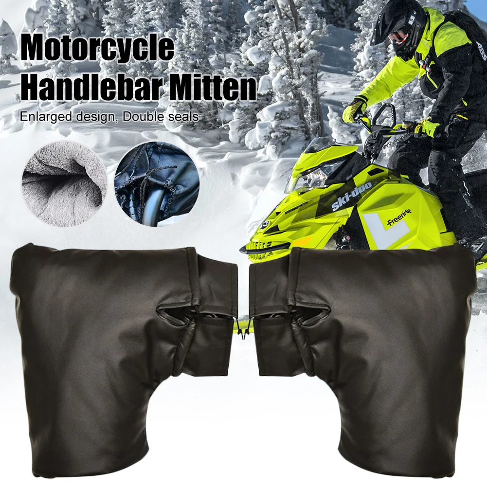 MotorcycleHandlebarMittsUniversalGlovesPlushLiningWaterproofPU