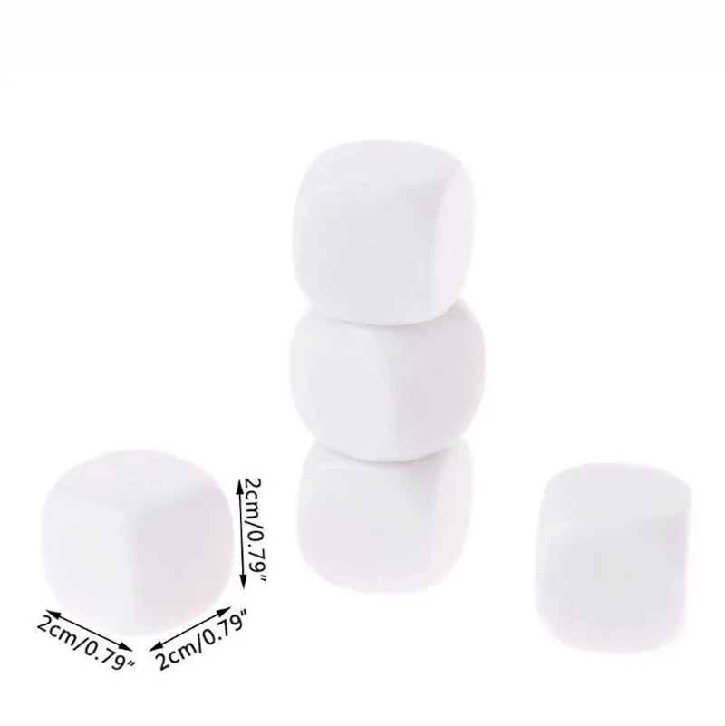Dice Set 20*20 mm White Dice 4 Side Filleted Corner Puzzle Game 10 PCS/Set