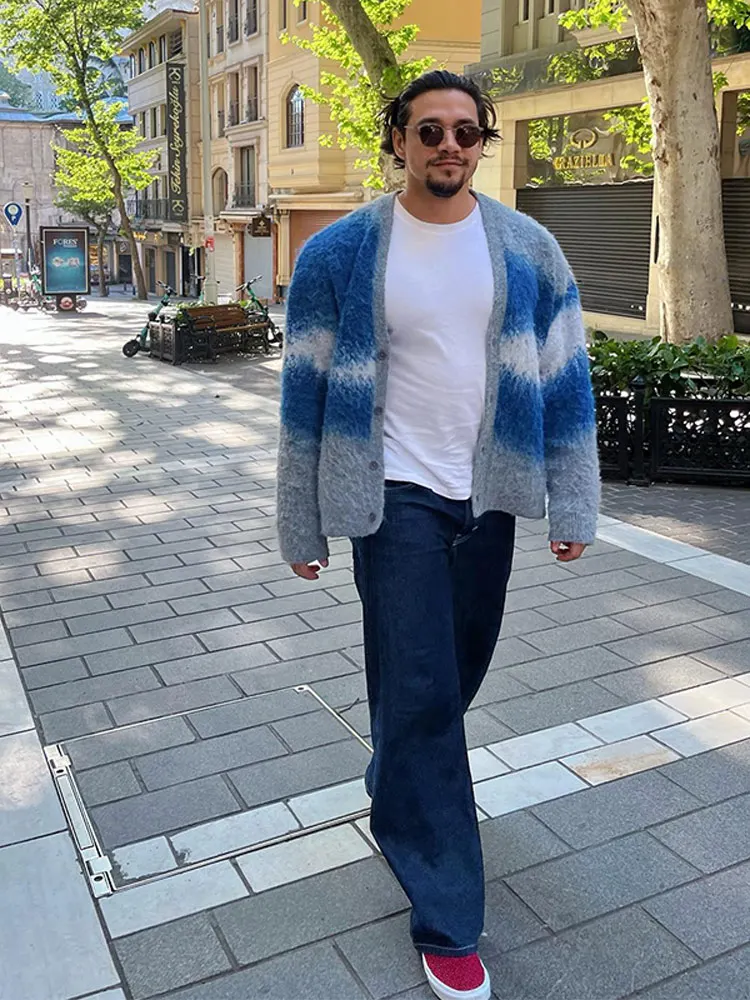Knitted Cardigan Men's V-neck
