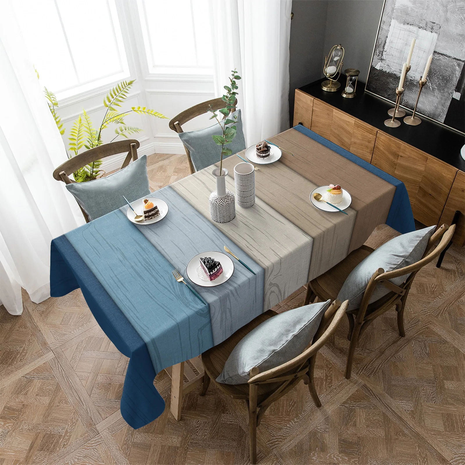 

Водостойкая скатерть в стиле ретро с градиентом под дерево, декоративные принадлежности, прямоугольная скатерть для кухонного стола, декор для стола