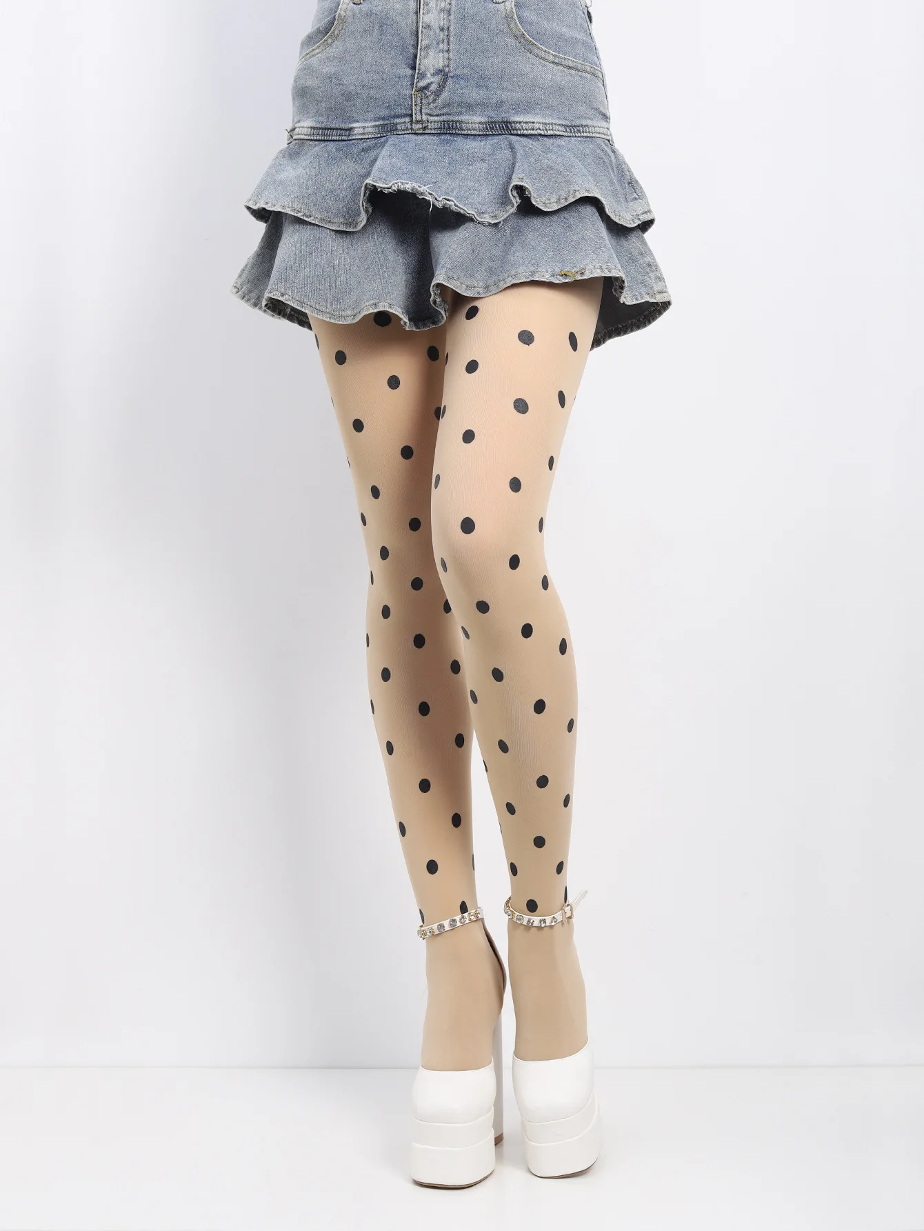 Vintage Dot gemusterte blickdichte Strümpfe Strumpfhosen seidige Fußstrumpfhosen für Frauen Strumpfhosen japanische JK Girl Dot seidige Strümpfe – Detail 9