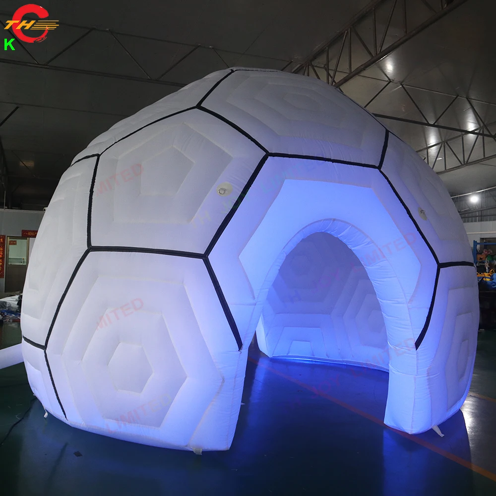 

Free Shipping 5m Dia White Inflatable Football Dome Tent Round Lawn Tents with Door Open for Sale