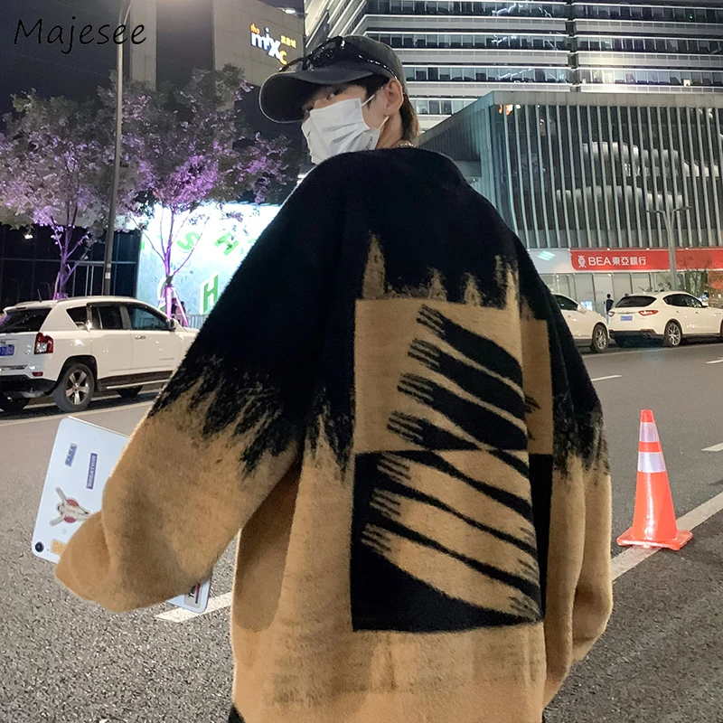 

Pullovers Men BF Warm Print Fashion Hip Hop Baggy Unisex Clothing Ins Ulzzang Design Handsome High Street Teens Dynamic College