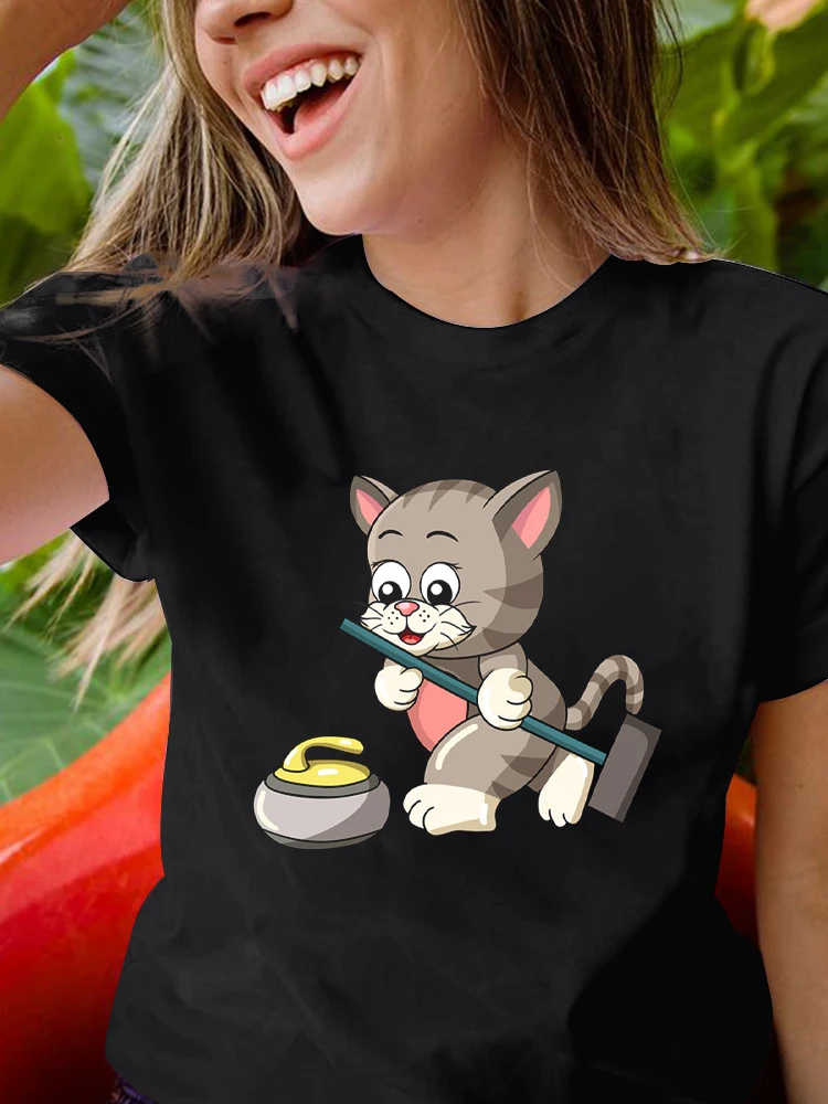 

Женская футболка, новинка 2022, повседневная женская футболка с милым мультяшным принтом, модная футболка для путешествий и работы, женская футболка с графическим принтом