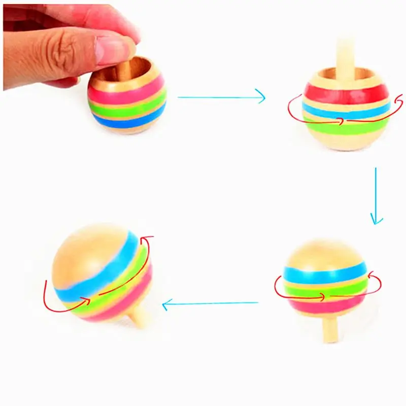 3pcs Wood Flip Over Top Tippie Top Spinnig Magic Toy Kids Toys Boys Favor Gift