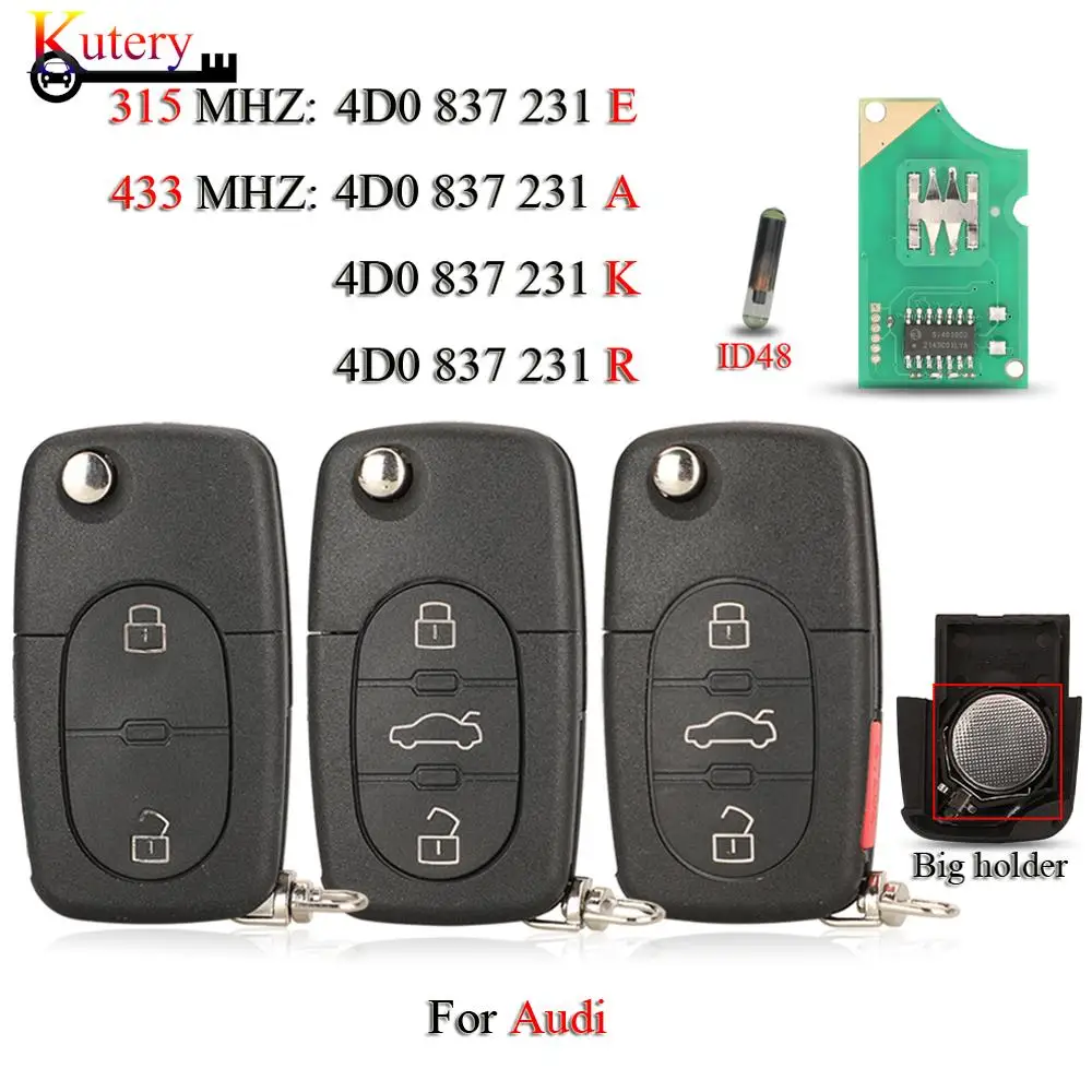 Jingyuqin 4D0837231A/E/K/R складной дистанционный умный Автомобильный ключ для Audi A3 A4 A6 A8 RS4 TT