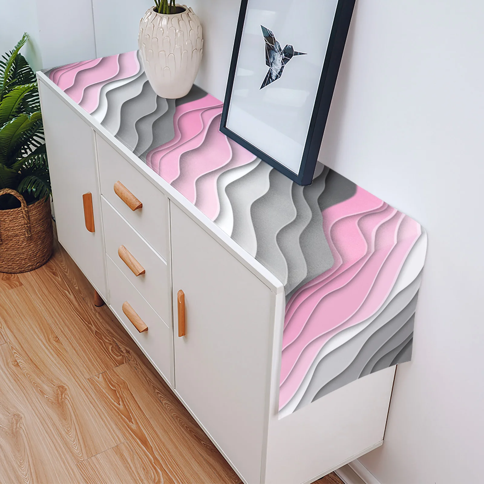 Różowy szary Gradient geometryczny abstrakcyjny ślub stół dekoracyjny bieżnik na stół maty biurko nakrycie na szafkę obrus Home Decor