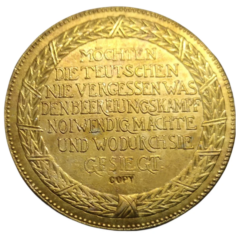 

The bronze medal was won in 1913 Kyle Haim's Liberation hall Copy Medal 45mm