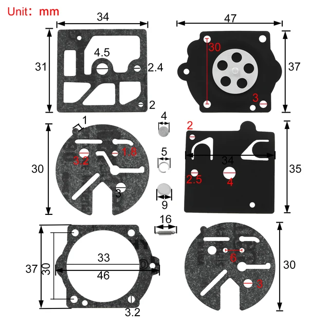 Kit Guarnizioni Carburatore LoRier Per K10-HDC 015 ST 160 180 Solo 600 605 606 616 631 - Foto 10