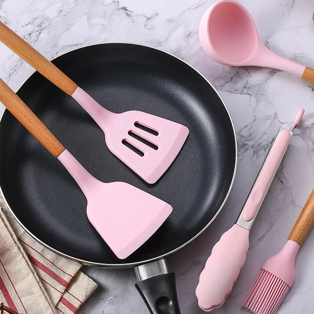 1Pcs Food Grade Silicone Kitchenware Cooking Tools Cookware Set High Temperature Spatula Spoon Anti-scald Kitchen Tools kitchen utensils