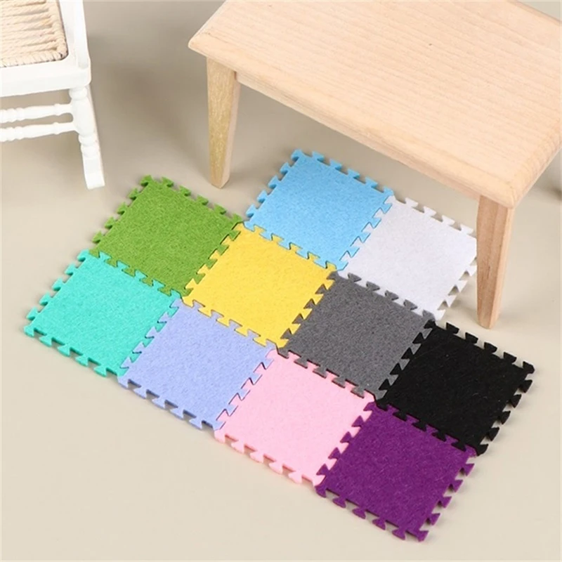 6Pcs 1:12 Dollhouse Miniature Seamed Rug Carpet Multicolor Mat Carpet House Living Room Furniture Living Scene Decor Toy